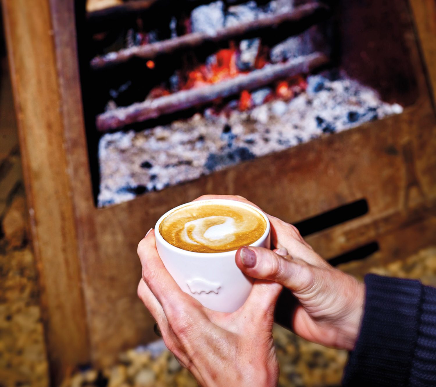 Barista coffee, fireside