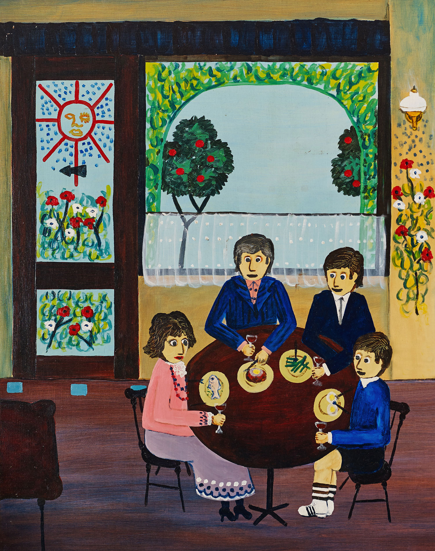 Ivan Durrant, The Mora Family, 1969, 71 x 94cm, acrylic on board