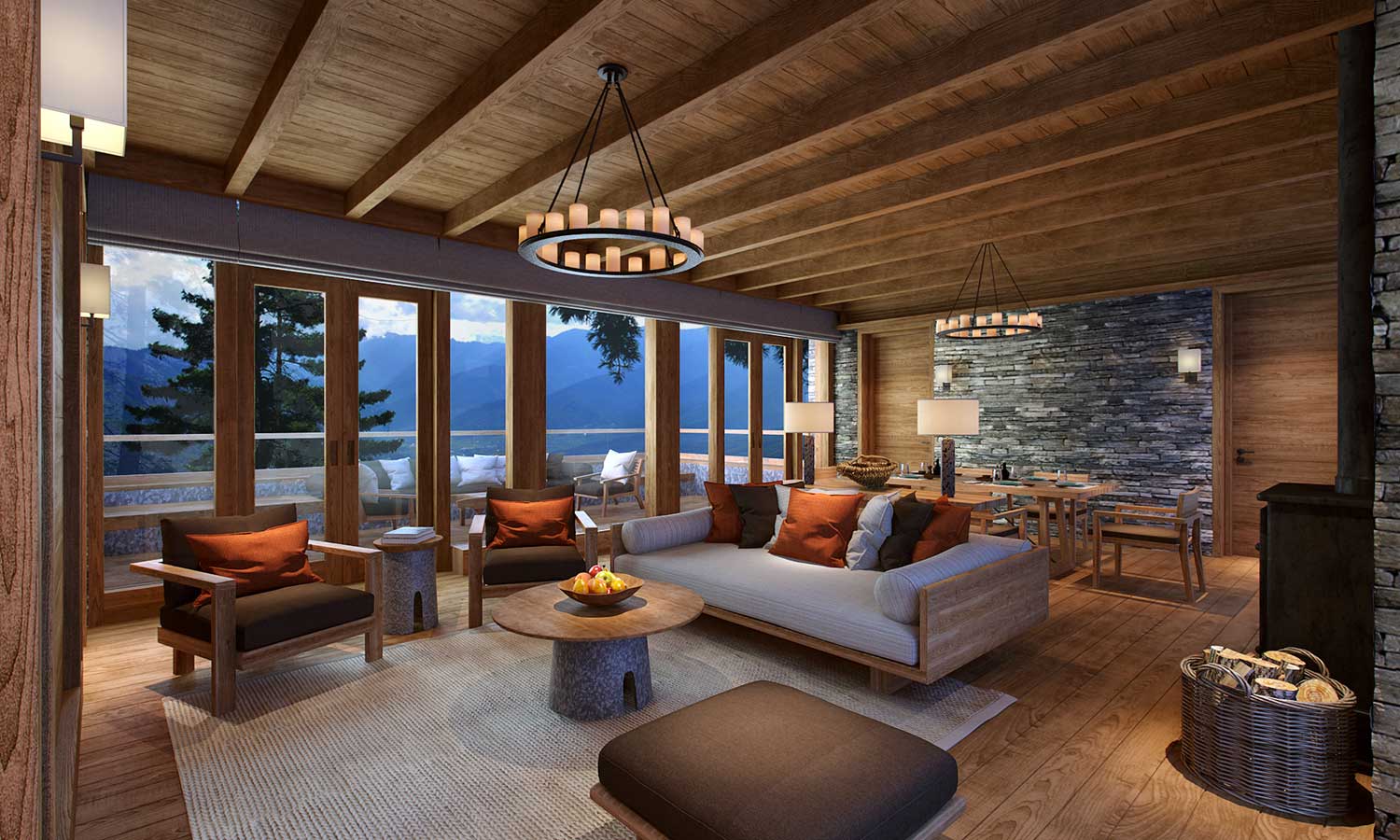 Paro Villa living room, Six Senses, Bhutan