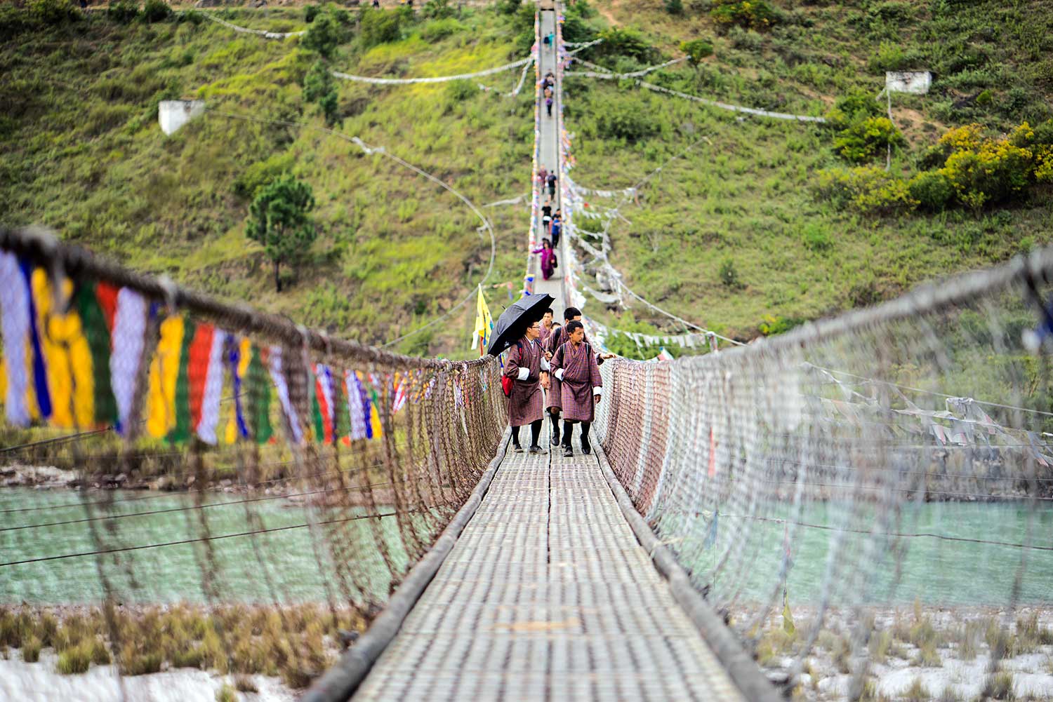 Suspension bridge, Punakha, Bhutan