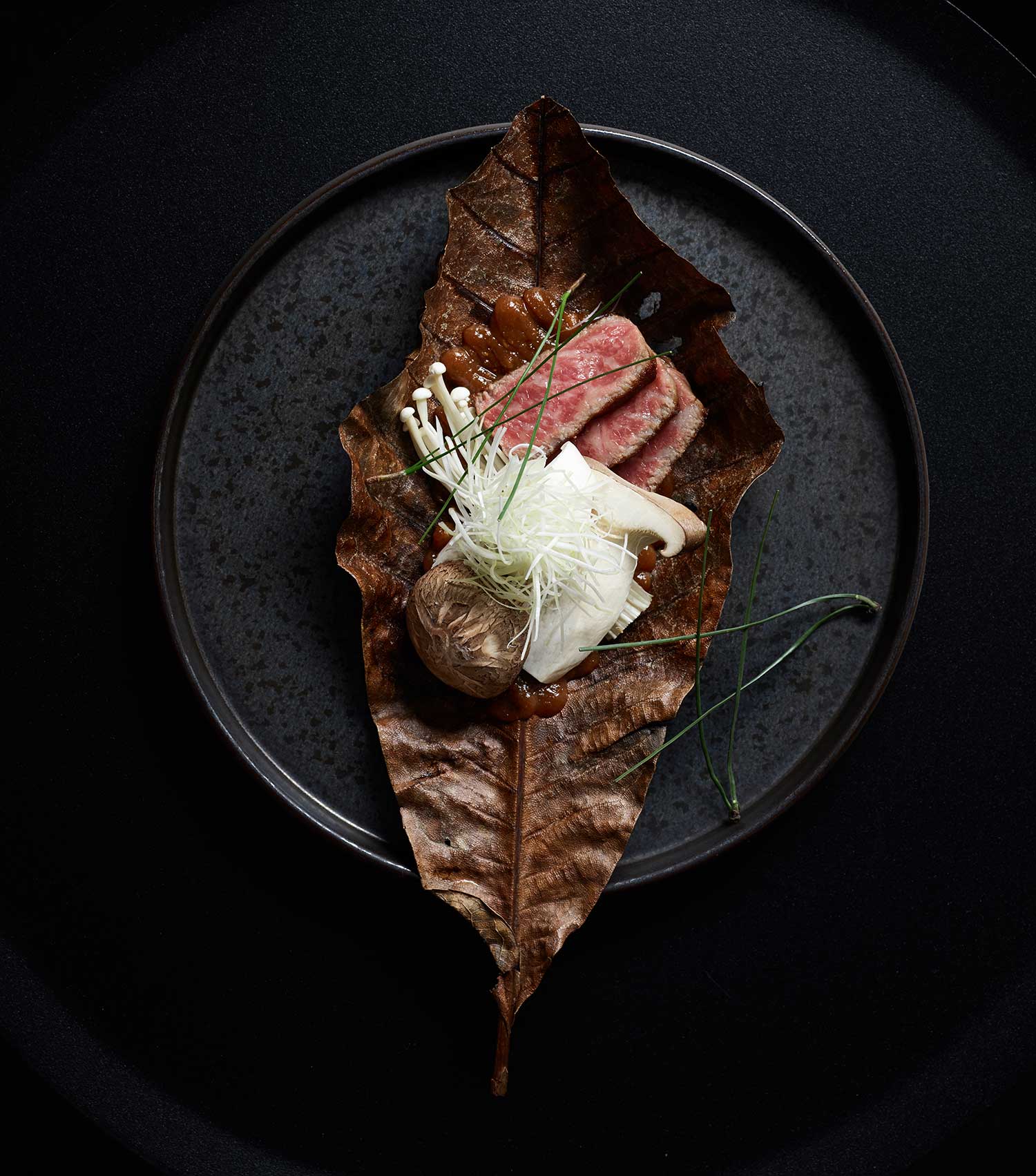 Ishizuka Melbourne - Daimono, - Grilled Kagoshima A5 Wagyu, hoba miso, grilled mushrooms