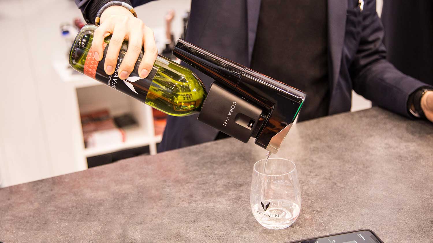 The Coravin Model Eleven opens wine without removing the cork, preserves your vino with argon gas and uses Bluetooth to connect to your phone