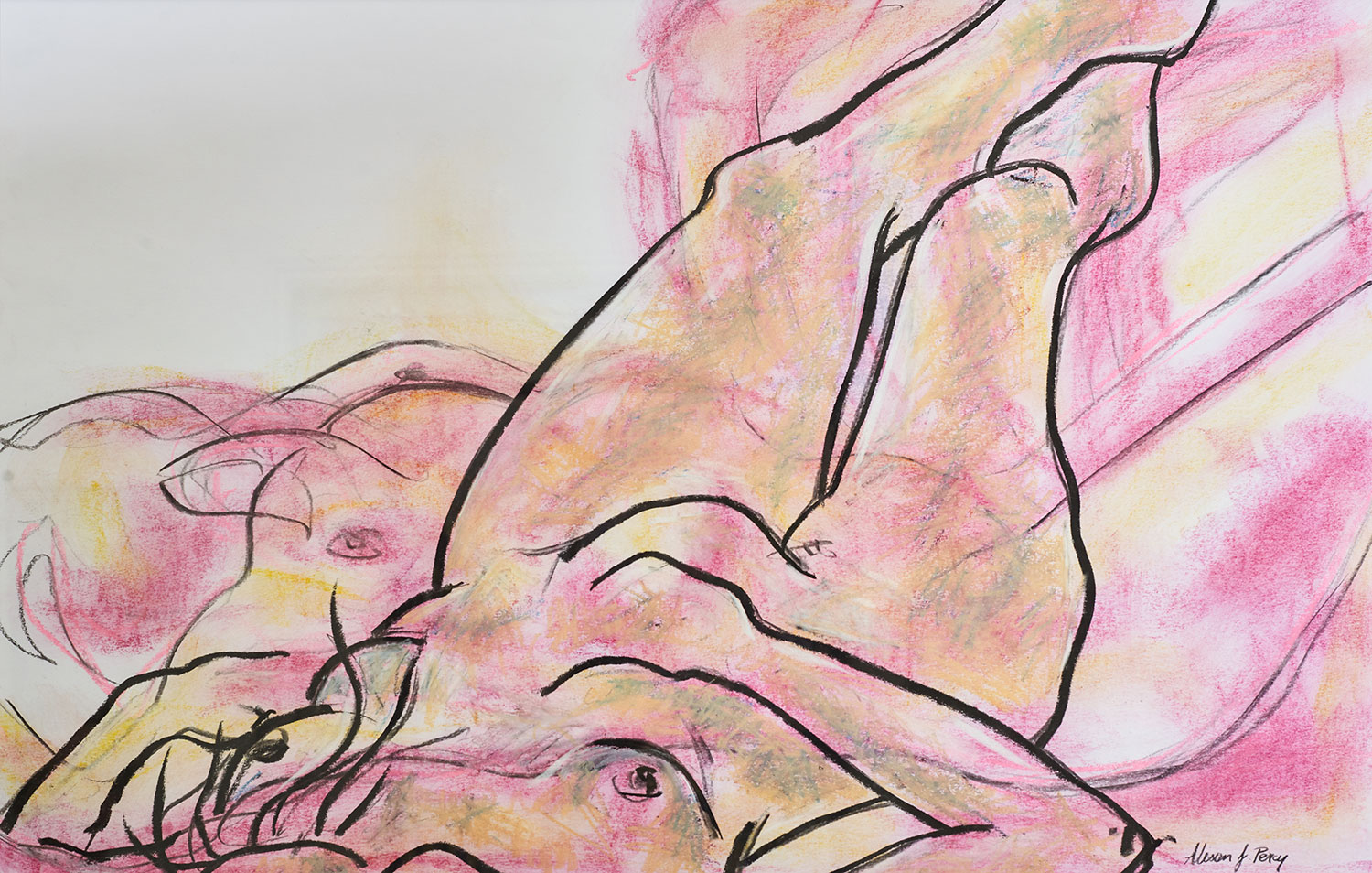 Alison Percy, Reclining Figure, Soft pastel, compressed charcoal