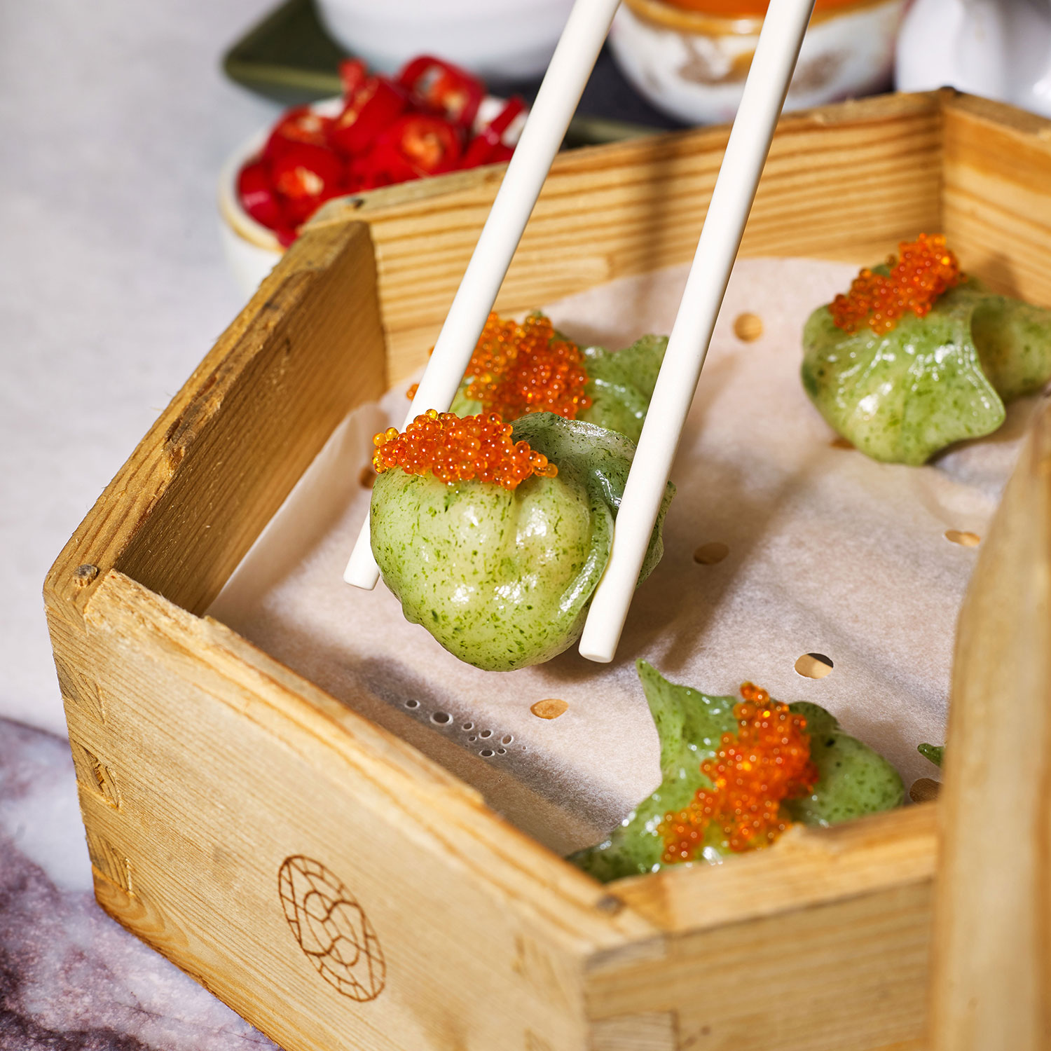 Crystal Bay prawn and coriander dumplings