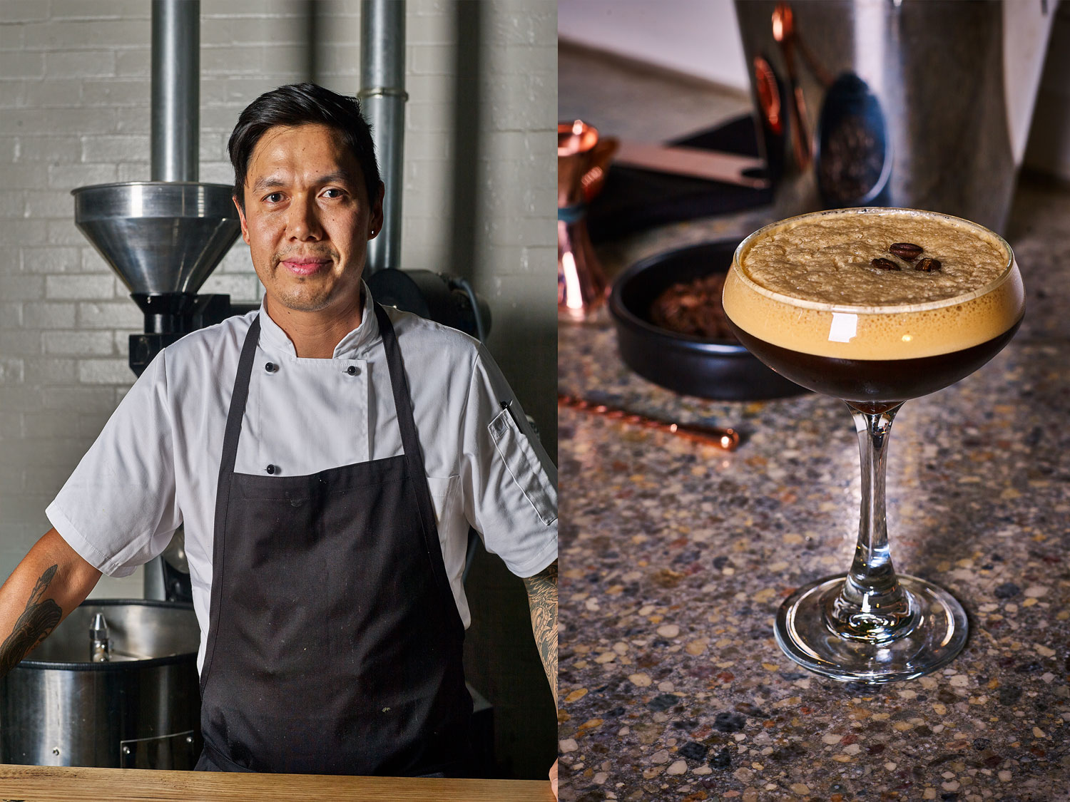 Head Chef Cody Louis; coffee martini made with house roasted coffee