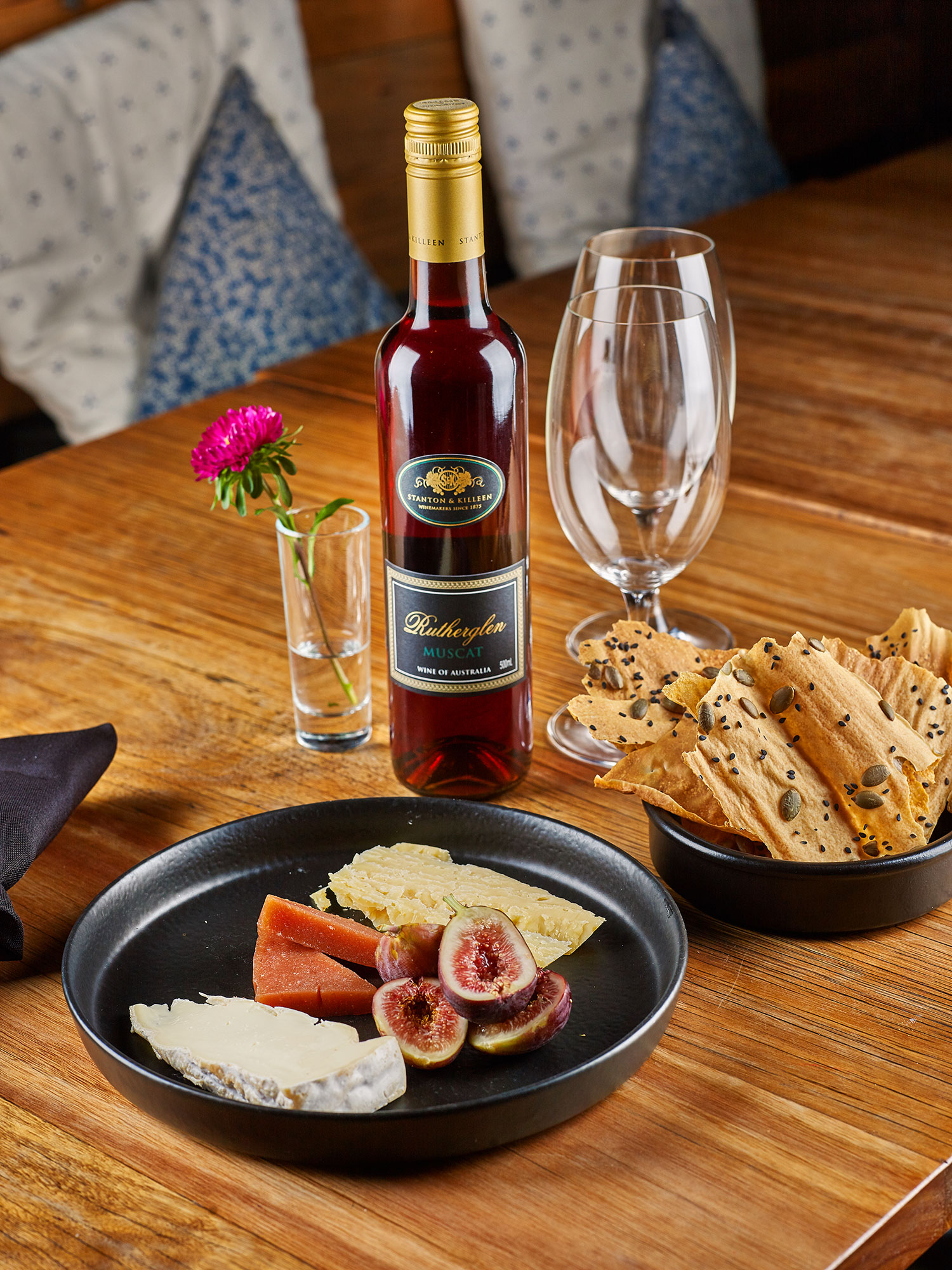 Selection of cheeses served with house made sourdough crisps