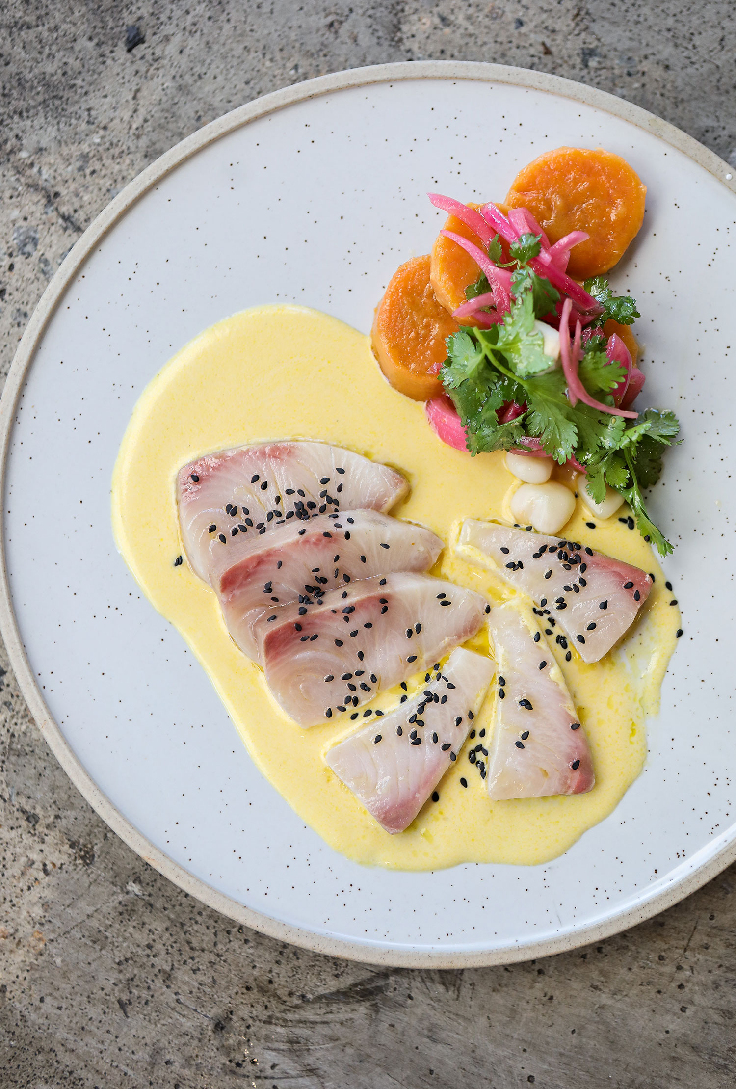 Kingfish Ceviche with spicy Peruvian chilli relish